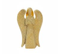 FewNvWa Statuette Ange Résine Figurine Décor Sculpture Ornement Perles Esthétique Luxe Discret et Silhouette Agenouillée Perlage Adaptée au Salon Moderne, Blanc
