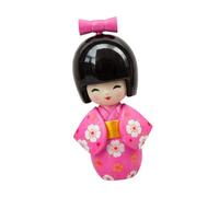 FewNvWa Statuette de Geisha Japonaise En Kimono, Petite Figurine Miniature En Bois, Décoration Folklorique pour Vitrine, Bureau Ou Chambre, Rose A