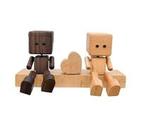 FewNvWa Statuette Tableau de Bord Voiture Ornement Bois Poupée Créative Figurine Décorative Sculpture Bougeante Cadeau Couple Convient pour Salon Voiture mais, Style A