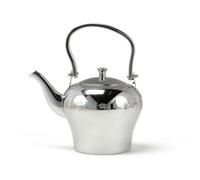 FewNvWa Théière Inoxydable Verseuse Bouilloire Poignée Arrondie Bec Anti-goutte Couvercle Amovible Finition Brillante Acier Inoxydable Adaptée pour Service de, Chromé, 1.2L