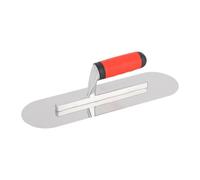 FewNvWa Truelle de Lissage en Acier Inoxydable avec Tête Arrondie, avec Plastique poignée,Truelle à Enduire Platoir de Maçon Lisseuse pour Cloison Sèche Appropriée, Mastic, Plâtre, Béton, 35cmx10cm
