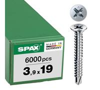 FEX-A, 3,9 x 19 mm, 6000 pièces, filetage grossier, tête fraisée, cruciforme H2, pointe de perçage, WIROX, contrôlé par machine - 1401470390198K1