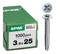 FEX-A, 3,9 x 25 mm, 1000 pièces, Filetage grossier, Tête fraisée, Cruciforme H2, Pointe de perçage, Titane argent - 1401470390255
