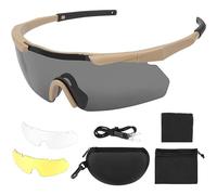 Feyachi Lunettes de protection avec 3 verres interchangeables anti-buée et anti-rayures, lunettes de tir pour tireurs sportifs et branches antidérapantes, protection UV 400