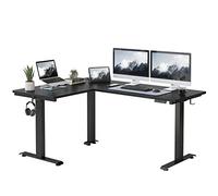 FEZIBO Bureau Assis Debout Angle Électrique - 160 * 120 cm 3 Moteurs Bureau Debout Réglable en Hauteur Table Forme L, Angle Réversible, Système Anti-Collision, Panneau Contrôle à 3 Fonctions Mémoires