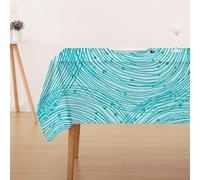FFFASFY Nappe Carrée 180x180 cm, Nappe Imperméable Anti Tache, Cercle Nappe Bleu Lavable en Machine, Linge de Table pour Table Basse, Salle à Manger et Jardin Extérieur