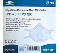 FFP3 NR Lot de 10 masques respiratoires jetables certifiés avec valve et bandeau