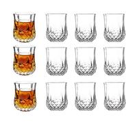 FGFG 12 Pièces Verres à Whisky, Verres à Liqueur, Verres à Whisky En Cristal, Verres à Shot, 50 Ml, Verre, Transparent, Base Lourde, Pour Liqueur, Brandy, Whisky, Vodka, Cocktails