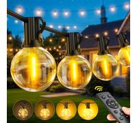 FGRYB Guirlande Lumineuse Exterieure Guinguette, 30M G40 Luminaire Exterieur avec Télécommande/3 Modes/Timer/Dimmables, IP44 Étanche Lampe Intérieur Extérieur pour Pergola Jardin Tonnelle Terrasse