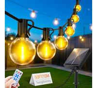 FGRYB Guirlande Lumineuse Exterieure Solaire LED - 15M Guirlande Guinguette | Solar Lumière Exterieur avec Télécommande 8 Modes IP44 Étanche pour Jardin Terrasse Balcon Mariage Décoration