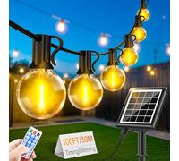 FGRYB Guirlande Lumineuse Exterieure Solaire LED - 30M Guirlande Guinguette | Solar Lumière Exterieur avec Télécommande 38 + 2 Ampoules 8 Modes IP44 Étanche pour Jardin Terrasse Balcon Mariage Décoration