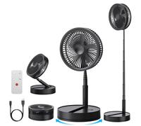 FGRYB Ventilateur sur Pied Portable Silencieux, 8.6" Rechargeable | Pliable, Oscillant, 4 Vitesse/Timer, Batterie 8000mAh, Télécommande Incluse. Usage Sol/Table. Idéal Bureau Chambre Dormir