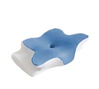 FGUJSUR Oreiller Latex Oreiller en Corne de Forme spéciale, Oreiller Papillon Coton à mémoire, Sommeil Rebond Lent, Protection du Cou(Blue)