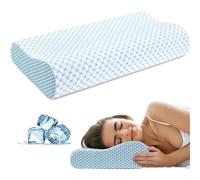 FGUJSUR Oreiller Latex Oreiller orthopédique Ergonomique 2 en 1 Mousse à mémoire de Forme, Sensation fraîcheur, for Le Cou et Sommeil(Blue(60x40cm))