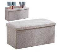 FGUJSUR Repose Pied Salon Banc Ottoman Multifonctionnel Pliable for Changer de Chaussures, Tabouret Rangement en Tissu, boîte rectangulaire Coton et Lin