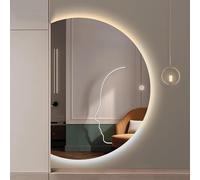 FGXHHS Applique Murale LED avec éclairage, 3 Couleurs et intensité Variable, Miroir de courtoisie décoratif Demi-Lune avec Interrupteur Tactile (Coupe à Gauche, 56 x 80 cm / 22 x 31,5 pou