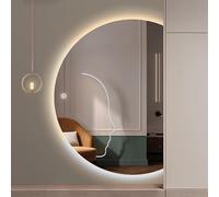 FGXHHS Applique Murale LED avec éclairage, 3 Couleurs et intensité Variable, Miroir de courtoisie décoratif Demi-Lune avec Interrupteur Tactile (Coupe Droite, 56 x 80 cm / 22 x 31,5 Pouce