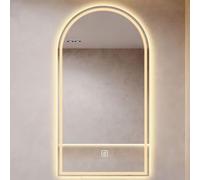 FGXHHS Grand Miroir Mural sans Cadre à Arc irrégulier - Éclairage LED 3 Couleurs, 60 x 90 cm, Verre HD, décoration Moderne à Suspendre.