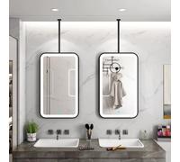 FGXHHS Miroir de courtoisie Mural avec éclairage LED intégré au Plafond, Bande Lumineuse à intensité Variable 3 Couleurs, Cadre en métal illuminé pour la décoration intérieure (40 cm x 60