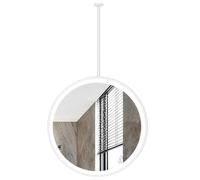FGXHHS Miroir de Maquillage avec éclairage LED, à Fixer au Plafond pour Coiffeuse de Salle de Bain, Grand Cadre Rond Blanc