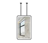 FGXHHS Miroir de Plafond rectangulaire, Miroir de Salle de Bain carré Suspendu avec éclairage LED pour la Maison ou l'hôtel, Verre décoratif Minimaliste (Noir 60 x 90 cm)