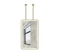 FGXHHS Miroir de Plafond rectangulaire, Miroir de Salle de Bain carré Suspendu avec éclairage LED pour la Maison ou l'hôtel, Verre décoratif Minimaliste (doré, 60 x 90 cm)