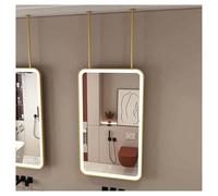 FGXHHS Miroir de Plafond rectangulaire Suspendu pour Salle de Bain avec éclairage LED, Grand modèle décoratif (doré, 60 x 90 cm)