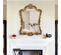 FGXHHS Miroir Mural décoratif Ancien, 89×63 cm, Style Baroque sculpté Traditionnel, décoration Vintage pour Salon, Chambre, Salle de Bain, entrée (doré Antique)