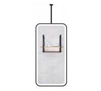 FGXHHS Miroir Mural Noir pour Salle de Bain | Miroir rectangulaire à Cadre métallique avec éclairage LED intégré au Plafond | Barre de Suspension Moderne pour Salle de Bain, Appartement o