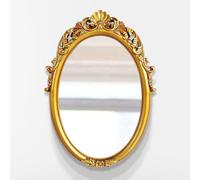FGXHHS Miroir Mural Vintage pour la décoration intérieure, Antique avec Cadre Floral sculpté à la Main, Ovale, pour Coiffeuse, Chambre, Salon, Salle de Bain, entrée, 63×88cm (doré)