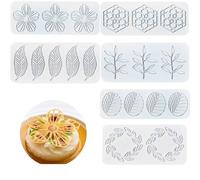 FGXY Lot de 6 moules en silicone en forme de feuille 3D pour bonbons, chocolat, beurre de chocolat, bricolage, amant, cœur, anniversaire, festival, fête, dessert, décoration de cupcakes