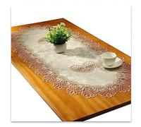 Fhberni Dentelle Chemin de Table Ovale Nappe Brodée Dentelle Napperons Couverture Ovale Serviette pour Salon Armoire Table Basse, 60x120cm, Champagne