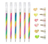 FHRYNA 6 Pièces Stylo Gel Arc-en-Ciel Flash Brillant - Stylo Gommette Neon Métallique pour Carnet de Scrapbooking, Dessin, Gribouillage, Journal Créatif, DIY Cartes - Couleur Multicolore, 14.8 cm