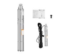 FHSOAA 250W Pompe immergée pour Puits 220-240V Pompe de Puits Profond | 20 m | Débit Maxi 1600 L/h | hauteur max. 80 m | en inoxydable | pour puits d'eau, jardins agricoles