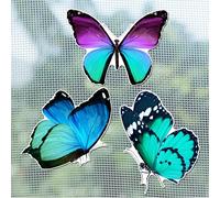 Fiada 6 Pcs Aimants d'Écran de Papillon Aimants de Porte Moustiquaire Double Face Décoratifs Magnets de Papillon de Réfrigérateur Mignons pour Décor de Bureau Multicolores (Bleu Vert, Style Volant)