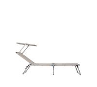 Fiam Chaise longue Amigo Top Toile textaline taupe-structure en aluminium-auvent de soleil