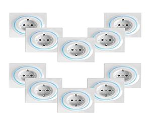 Fibaro FGWOF-011 EU ZW5 Lot de 10 Prises intelligentes Encastrées Z-Wave+ - Walli Outlet Type F