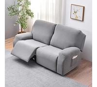 FIBITA Housse de Fauteuil Relax Extensible, 4 Pièce Housse Canapé Relax Inclinable Antidérapante avec Poche Latérale, Protege de Meubles Lavable pour 2 Places Canapé Inclinable (Color : #3)