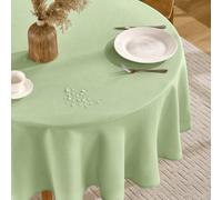 FIBORIA Nappe Vert de Printemps Ronde 120 cm de Diamètre Anti Tache Nappes Aspect Lin, Déperlante & Lavable décor de élégante Table pour Pâques,Extérieurs,Jardin,Fêtes,Table Basse,Buffet