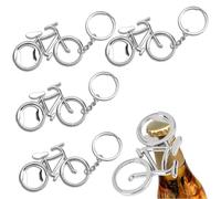 FIBOUND 4 Paquets de Porte-Clés Ouvre-Bouteille de Vélo, Pendentif Ouvre-Bouteille en Alliage de Zinc, Excellent Cadeau pour les Amateurs de Bar, Pique-Nique, KTV, Bière et Vélo - Argent