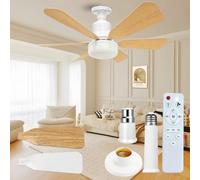FIBRAVE Ventilateur de Plafond avec Lumières et Télécommande 40W | 2026 Nouveaux Ventilateurs de Plafond LED 3 Vitesses Ventilateur Moderne Lumineux Dimmable 3 Couleur, Bois Clair