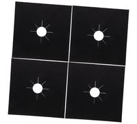 Fibre de Verre Protège-cuisinière à Gaz 27cm 4 Pièces, Noir | Facile à Laver, Résiste aux Hautes Températures, Réutilisable, Protège la Surface de Cuisson, Lot Pratique