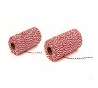 Ficelle De Boulanger En Coton Naturel, 200 M, Rouge Et Blanche, De Qualité Alimentaire, Idéale Pour La Cuisine, L'artisanat, L'emballage De Cadeaux Et La Décoration.