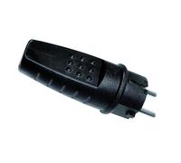Fiche aérienne noire IP44 en caoutchouc phénoplastique, étanche, idéale pour les connexions électriques en extérieur.