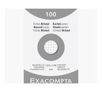 Fiche bristol 105 x 148mm quadrillée 5 x 5 blanche non perforée Exacompta - Boîte de 100