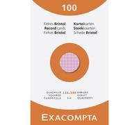 Fiche bristol 125 x 200 mm quadrillée 5 x 5 coloris assortis non perforée Exacompta - Boîte de 100
