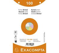 Fiche bristol 125 x 200 mm quadrillée 5 x 5 coloris assortis perforée Exacompta - Boîte de 100