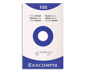 Fiche bristol 125 x 200 mm unie blanche non perforée Exacompta - Boîte de 100