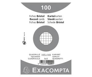 Fiche bristol 148 x 105 mm quadrillée 5 x 5 blanche Exacompta - Boîte de 100