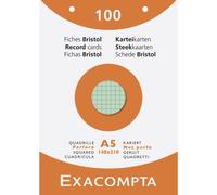 Fiche bristol 148 x 210 mm quadrillée 5 x 5 coloris assortis perforée Exacompta - Boîte de 100